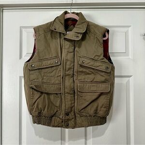 Vintage North Bay World Traveler Olive Utility Vest Men’s M Flannel Lined